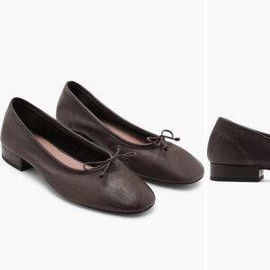 Mango Dark Brown Ballet Flats with Bow Accent